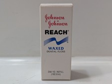 Johnson and Johnson Waxed Dental Floss Reach 200 yd spool refill NIP UNFLAVORED