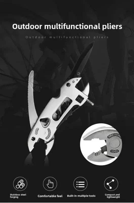 Multi-Tool Knife EDC Gear Set Adjustable Wrench, Screwdriver, Pliers Pocket Tool