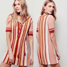 FREE PEOPLE Womens Large Lollipop Crochet Knit Sunset Dress