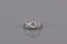 Sterling Silver Triple Cubic Zirconia Accented Bar Set Band Ring 925 Sz: 7