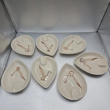 Lot (7) Winfield USA Passion Flower Pattern Ceramic Ashtrays Vintage Mid-Mod