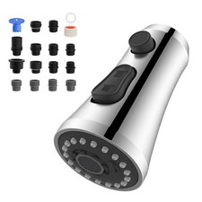 Pull Down Spray Head for Kitchen Faucet, 3-Function Spray Nozzle with 15 Adap...