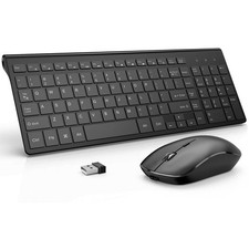 Juego De Teclado Y Mouse Inalambrico Recargable Para Laptop Color Negro