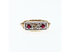 Ring 14 Karat Gelbgold Rubine & Diamant Grö�...