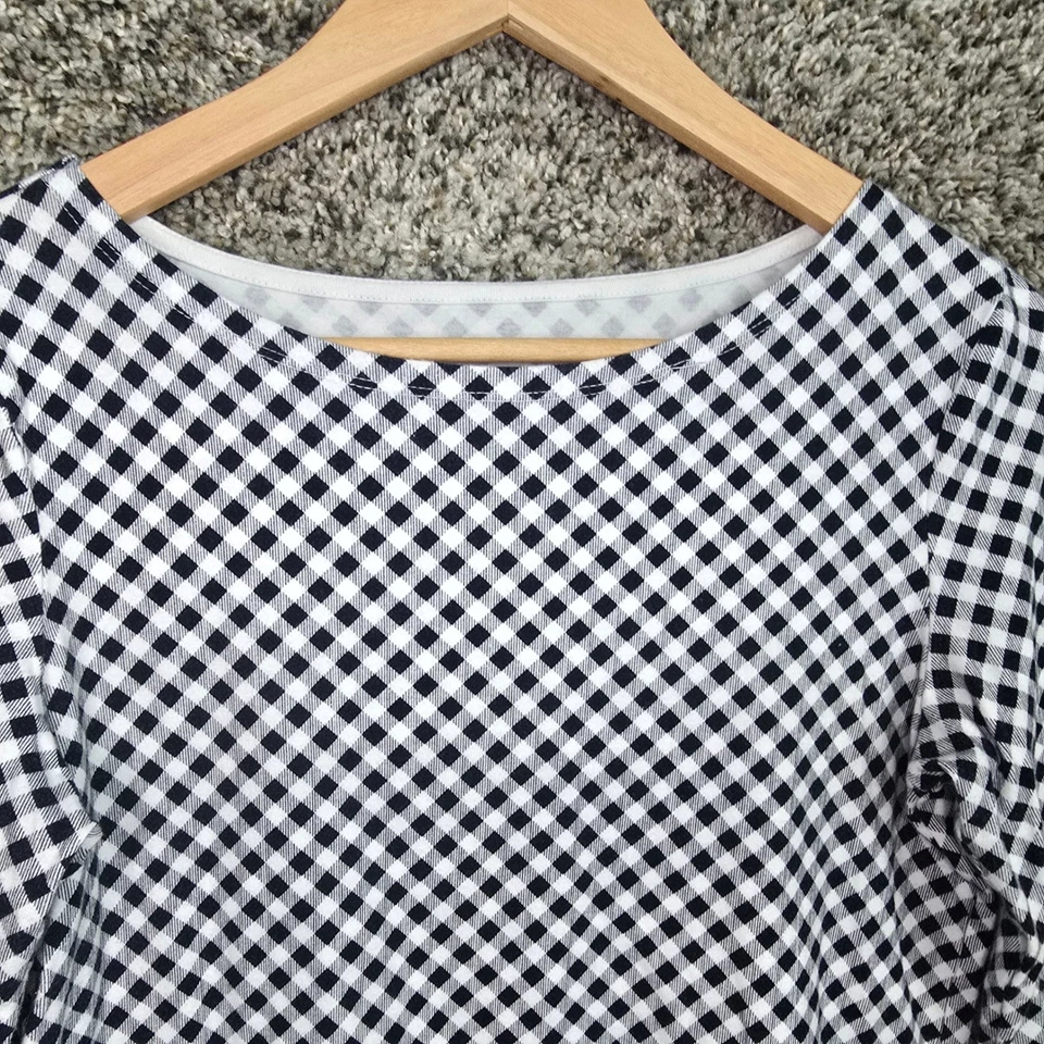 Camiseta Talbots Top Mujer SP Petite Pequeña Azul Guinga Cuello Redondo Informal Damas Foto 4 de 4