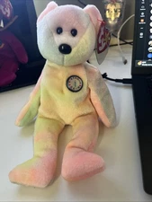 1999 B.b Birthday Bear Rainbow B-day Ty Beanie Baby Retired MWMT 10th Gen