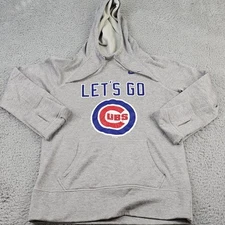 Chicago Cubs Hoodie Womens Small Gray Nike Therma Fit Lets Go Thumbholes MLB