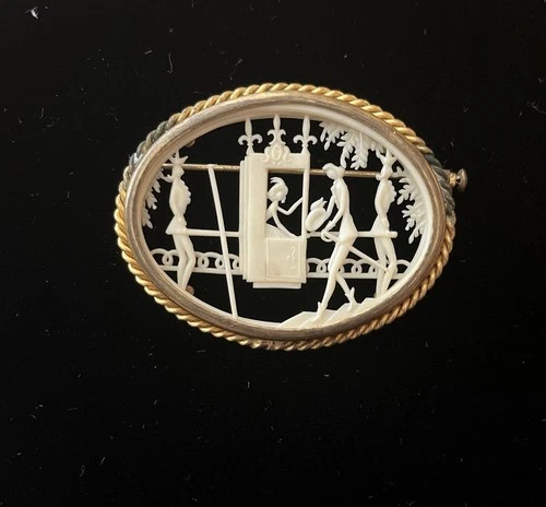 Vintage celluloid silhouette brooch pin costume jewelry