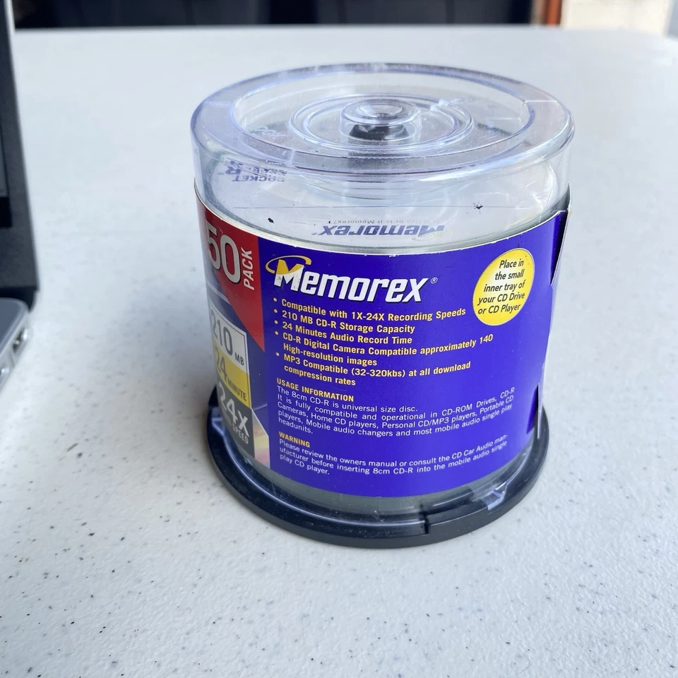 Memorex Pocket CD-R 50 Pack of Discs 24 min 24X Multi Speed Brand New Sealed - Image 3 of 4