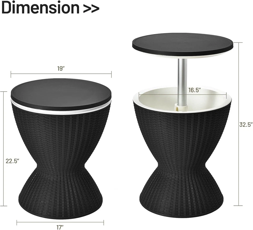 Outdoor Cooler Side Table, Patio Bar Table W/ 8 Gallon Beer & Wine Cooler, - Image 3 of 4