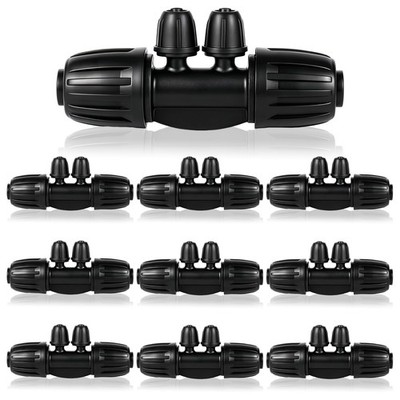 FOGWOWO 1/2 Inch to 1/4 10 Pcs Locked Barbed 4-Way, Black