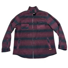 Voyager Shacket Mens XL Burgundy Plaid Sherpa Snap Jacket Casual Outdoor