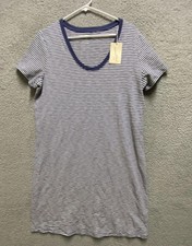 Universal Thread T Shirt Dress Womens Large Blue White Stripe Sleeve Cotton
