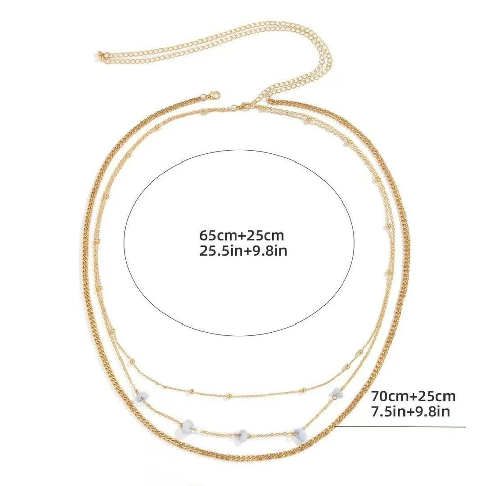 Мода женщин талии цепочка многослойный бисер гравий тела живота регулируемый 0662 - Изображение 2 из 4