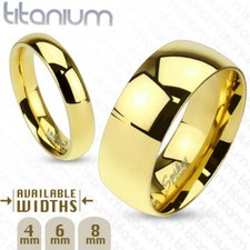 8mm Classic Wedding band Gold IP Solid Titanium Band Men's Ring