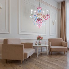 LED Hänge Pendel Leuchte Kronleuchter Flur Decken Kristall Kerzen Lampe bunt