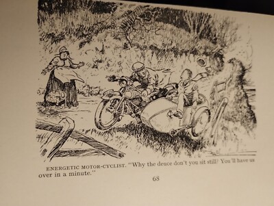 Sk15 Ephemera 1930s Punch Cartoon Motor Cyclist Sit Still You'll Have Us Over