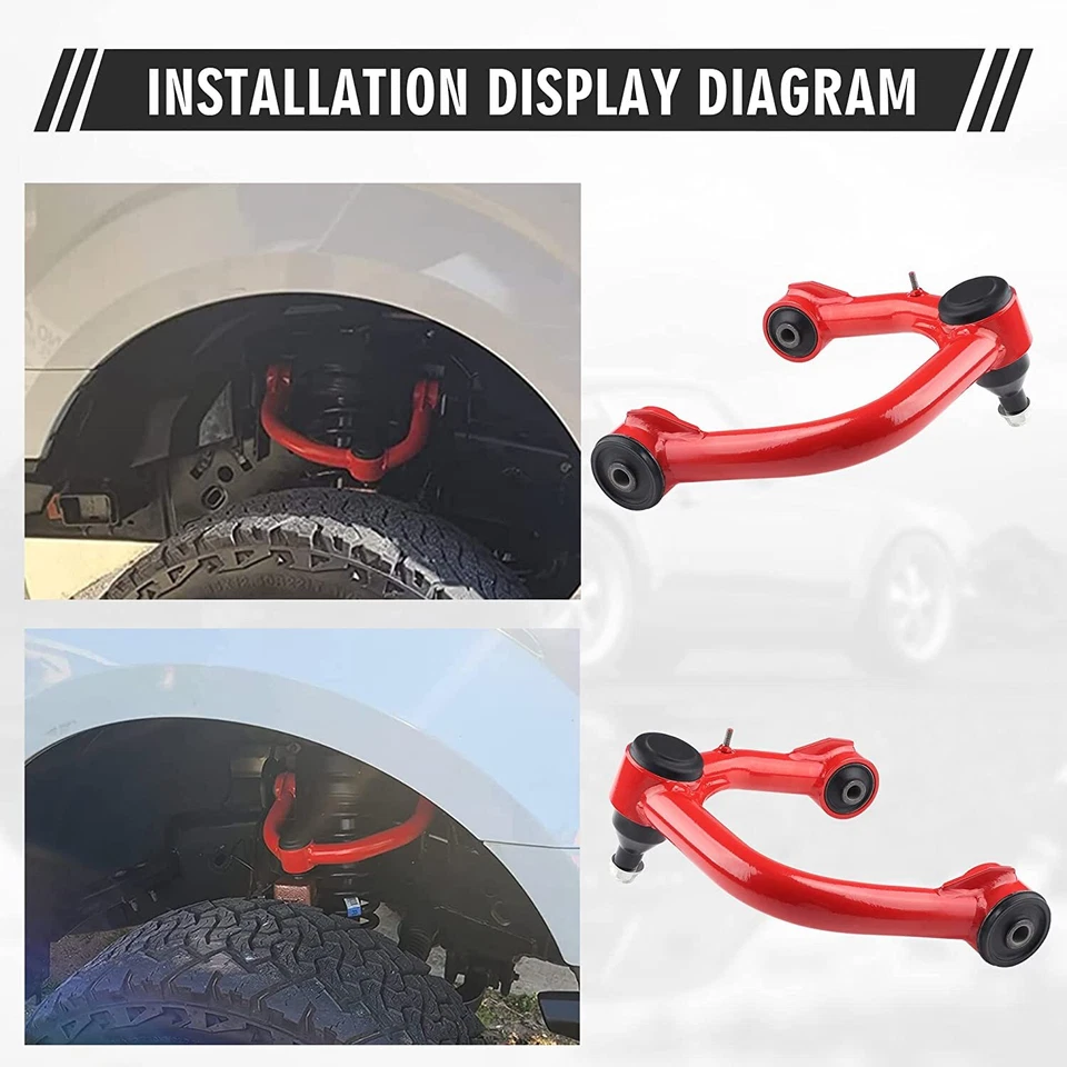 Передние верхние рычаги управления для подъема 2-4 дюйма для 2005-2022 Toyota Tacoma 2WD 4WD красные - Изображение 4 из 4