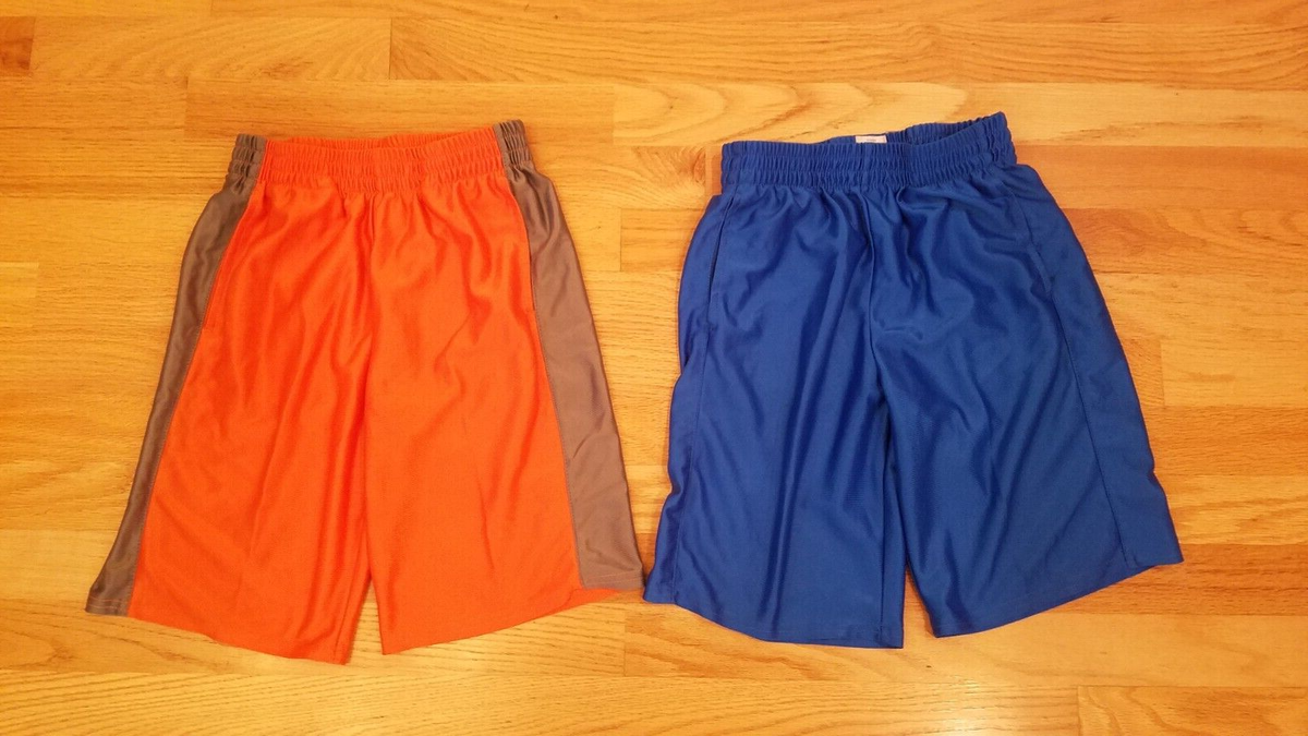 【AAKE】PAIR DUMBLE SHORTS Lot of 2 Boys Athletic Works Basketball Shorts Dazzle Orange