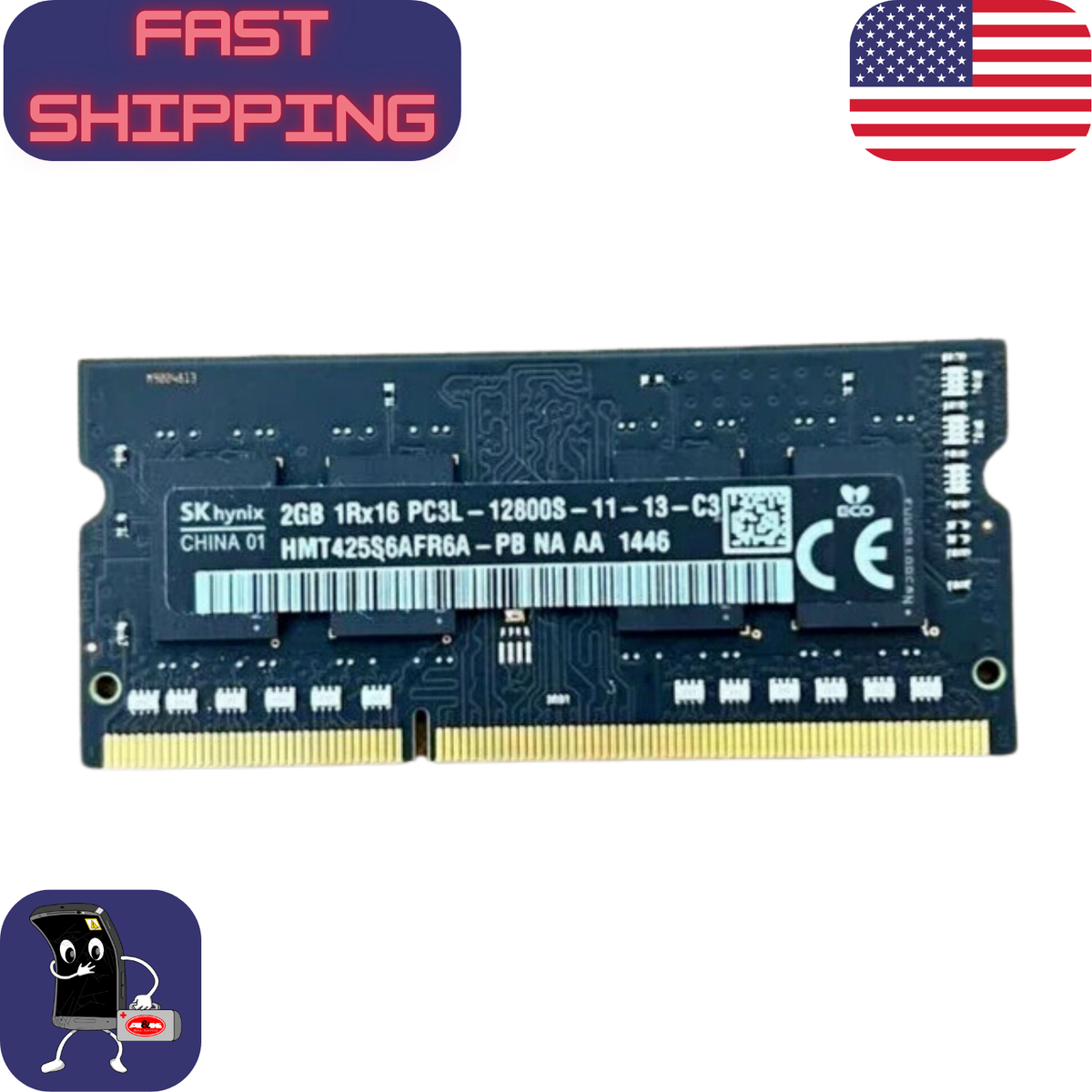 SK Hynix 2GB DDR3L PC3L-12800S Laptop RAM – 1Rx16 SO-DIMM – Tested