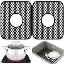 Sink Protectors for Kitchen Sink - 13.58"x 11.6" Sink Mat 2 PCS Silicone Kitc...