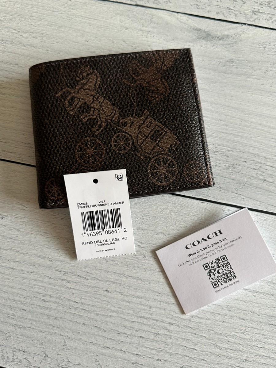 COACH Double Billfold Wallet MEN'S With Large Horse And