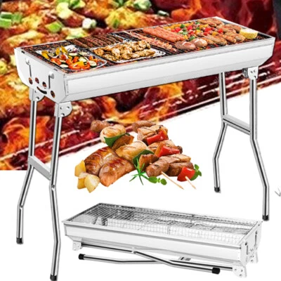 DENOTIP Barbecue Barbecue a Carbone Pieghevole Campeggio Barbecue a Piantana Portatile Acciaio Inox Grill