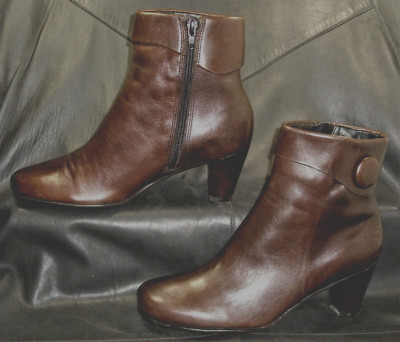 Ecco Hanna women's brown oiled glove leather zip up ankle boot bootie size EU 39