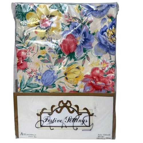 Vintage Avon Tischdecke Vera Floral 52x70" Länglich Baumwolle Rechteck Neu