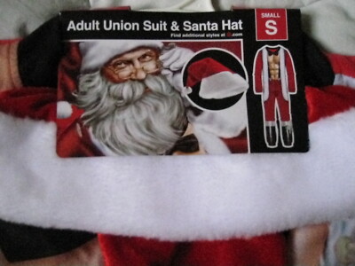 BRIEFLY STATED Mens (S) Sexy Santa Adult Union Suit 1 Pc Costume Pajamas  Hat NEW | eBay