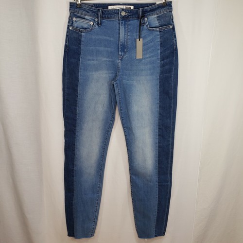 Lovers + Friends Size 30 Jeans Mason NWT High Rise 5 Pocket Raw Hem Blue Tulane - Picture 2 of 8