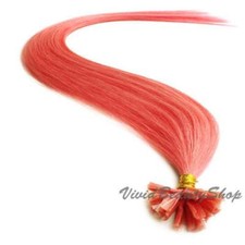 25 Pink Pre Glue Bond U Nail Tip Keratin Fusion Remy Human Hair Extensions 22"