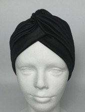 Pleated Turban Soft Stretch 100 Polyester One Size Fits All Black New