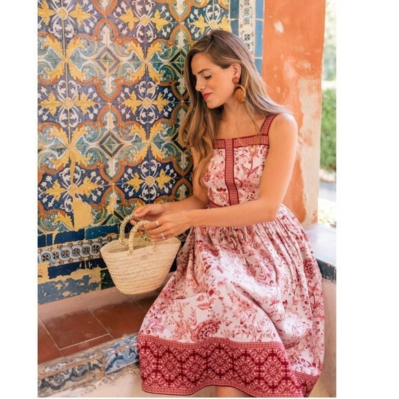 Gal Meats Glam Esme Dress sz Floral Stretch Fit Flare Square