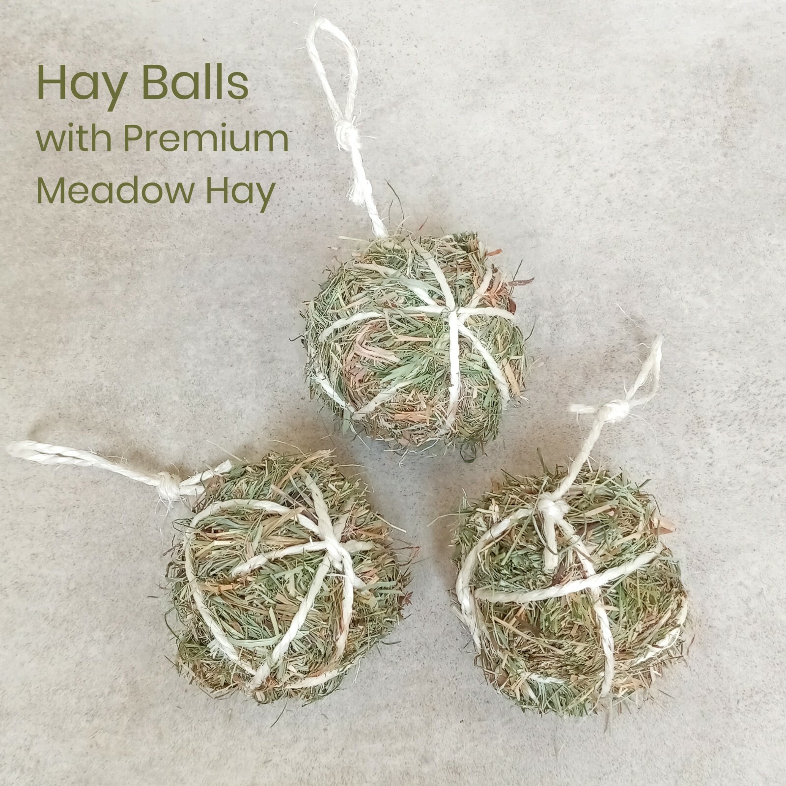 Set of 3 Meadow Hay Balls Chew Toys Treats Rabbits Guinea Pigs Gerbils