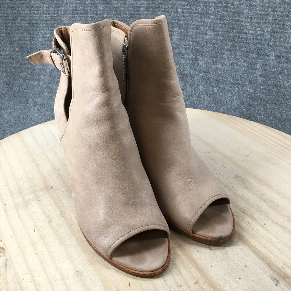 Donald P Liner Botas Mujer 10 M Kara Botines Tacones Beige Cuero Cremallera Foto 3 de 4