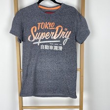 Super Dry Vintage Mens T-Shirt Size S Grey Casual Tokyo Japan