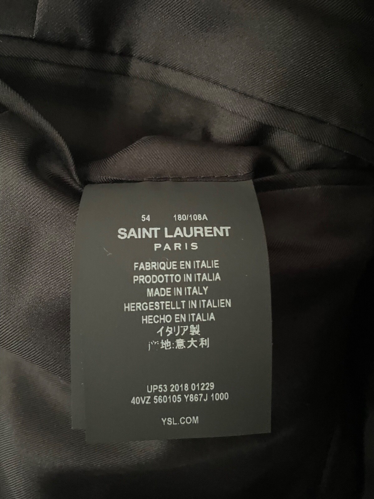 YSL SAINT LAURENT smoking giacca da pranzo nero e argento metallizzato UK44 RRP. £2.799