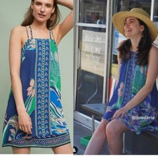 ANTHROPOLOGIE Layered Silk Dress new nwt  US SIZE PS SP blue color