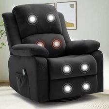 Swivel Rocker Recliner Chair with Massage & Heat Holland Velvet for Living Room