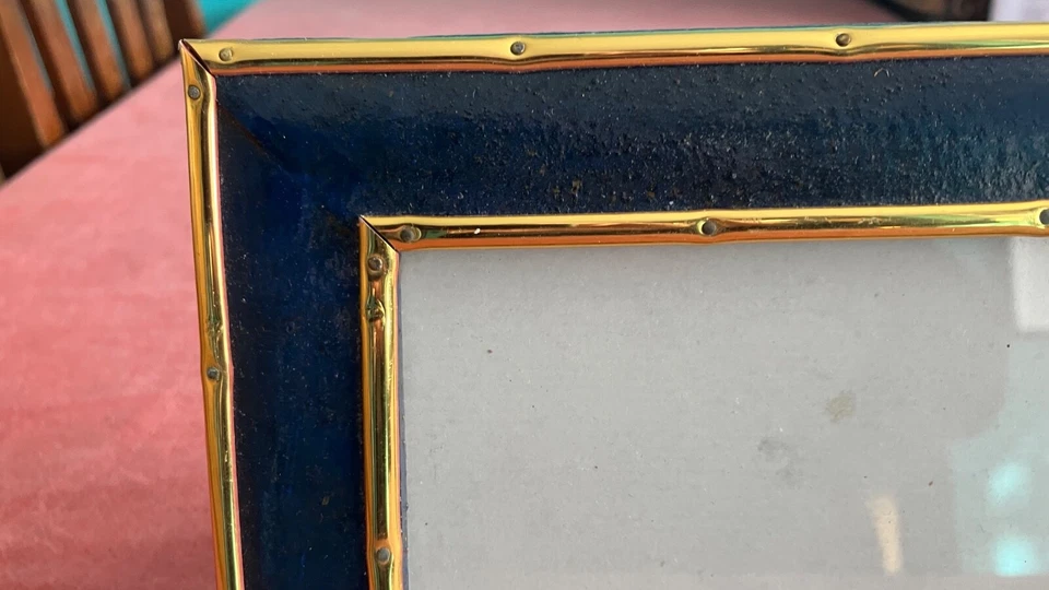 arts and crafts, shabby chic blue and gold picture photo frame - Image 2 of 4