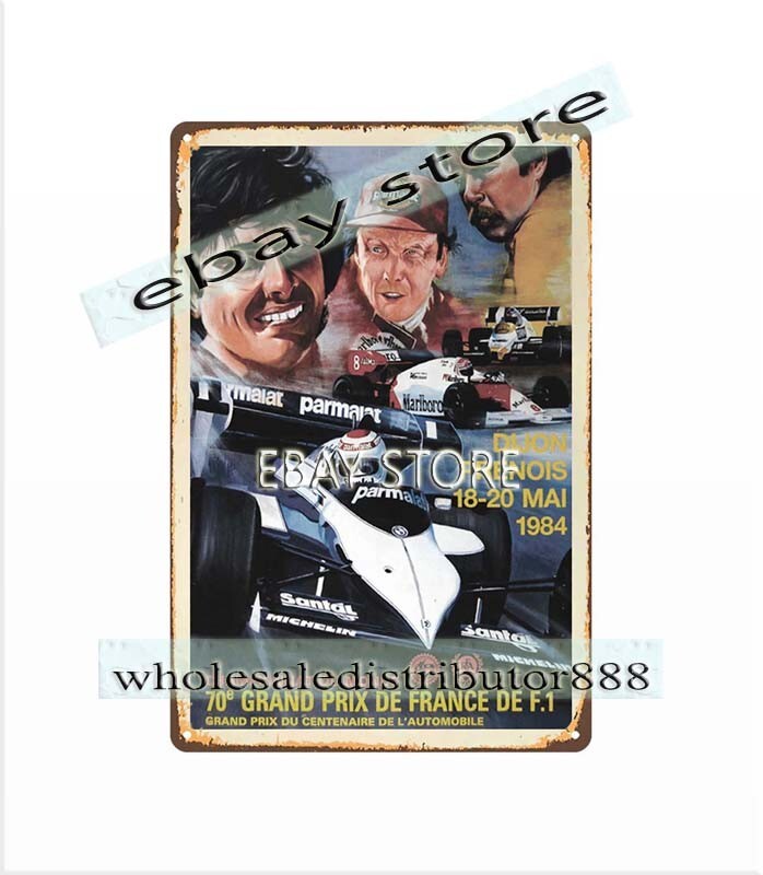 1984 Grand Prix of France car race fan decor metal tin sign  display picture 2
