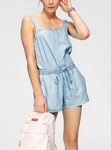 Levi's Damen Amelia Romper Morning Blues Jumpsuit Einteiler Kurz Baumwolle Blau - Bild 1 von 1