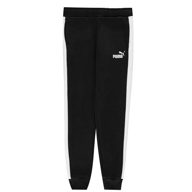 PUMA CLEAN FLEECE TRACKSUIT TROUSERS JOGGERS MEDIUM BLACK/WHITE NEW