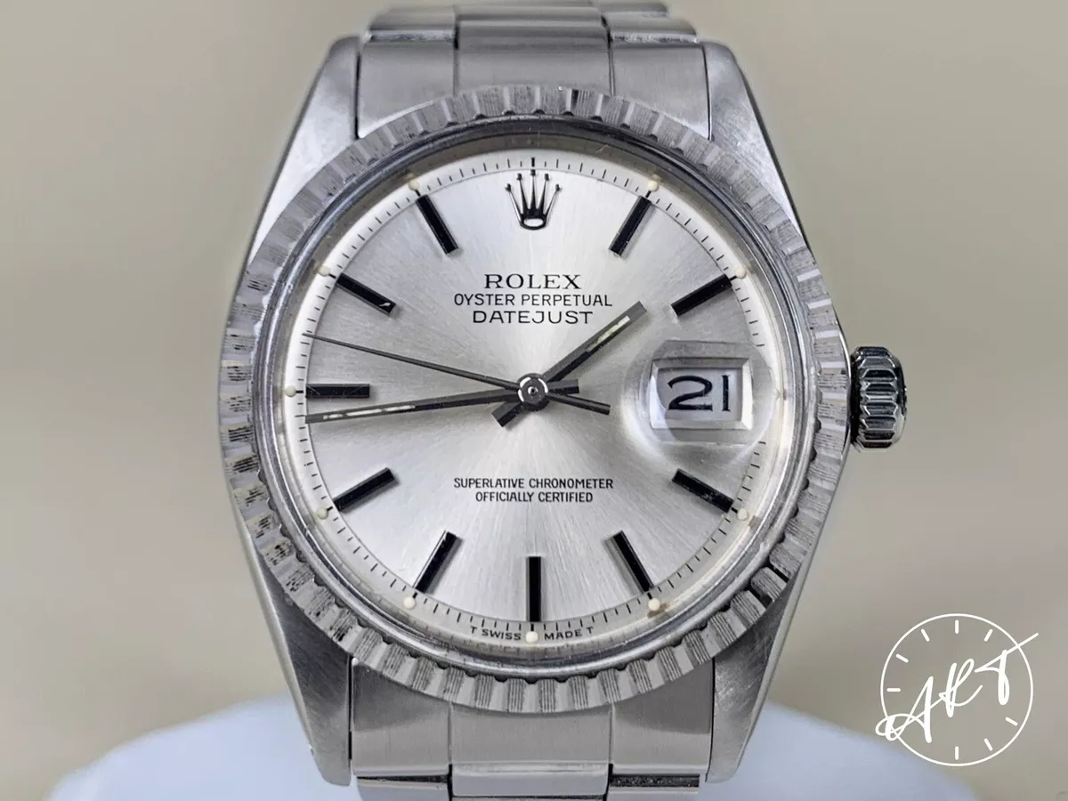 1973 Rolex Oyster Perpetual DateJust Silver Dial Watch 1603 w 7836 Bracelet