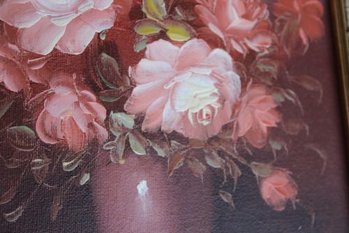 OLD PAINTING HST STILL LIFE BOUQUET OF FLOWERS SIGN ROBERT LOX - Picture 3 of 7