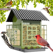 Bird Feeders for Outdoors Hanging Metal Mesh Wild Bird Seed Feeder Green L