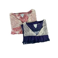 Calypso St Barth Target Silk Blouse Pink Orange Mandala Crochet Lace V-Neck M