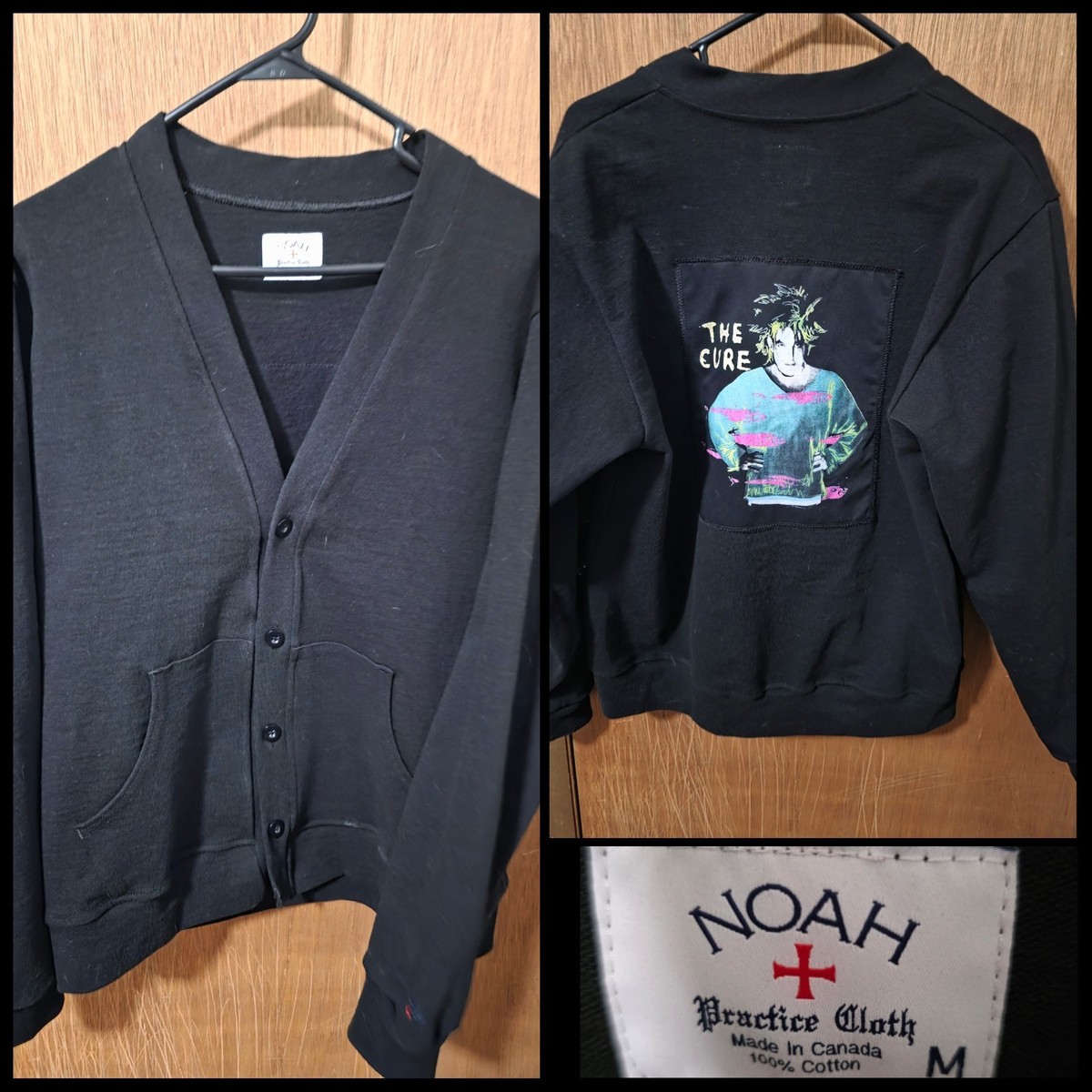 Noah X The Cure Rugby Cardigan Sweater M Black Goth Band Robert