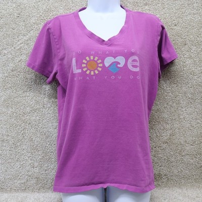 Life Is Good Women s Large Pink Graphic Tee Love What You Do Shirt